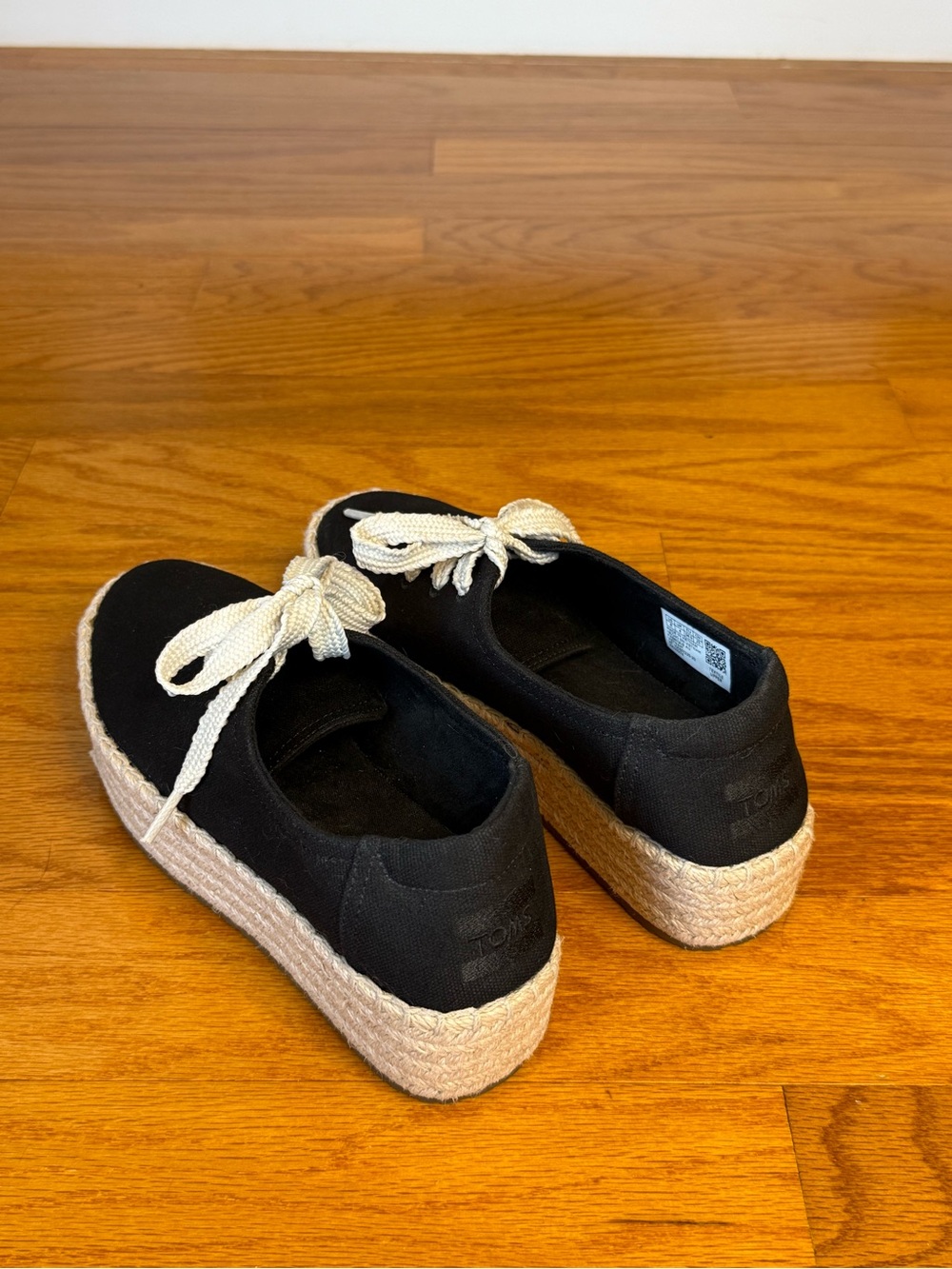 TOMS Alpargata Platform Rope Espadrille Lace Up Sneakers Black Canvas Womens 6 - Picture 7 of 10